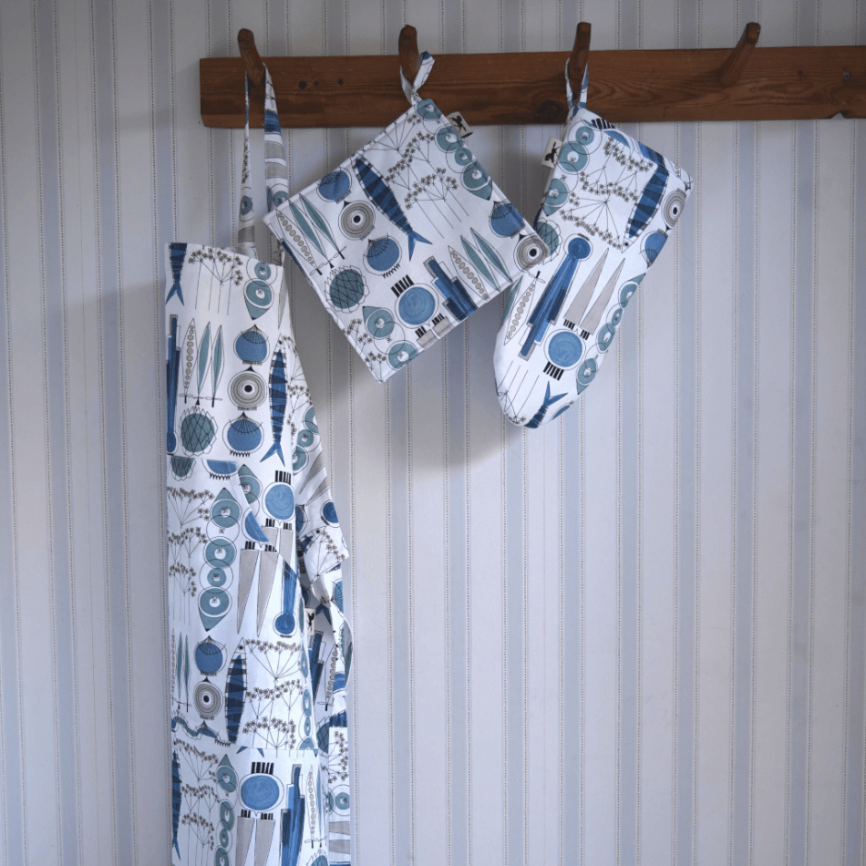 Picknick, förkläde, blå beige  2