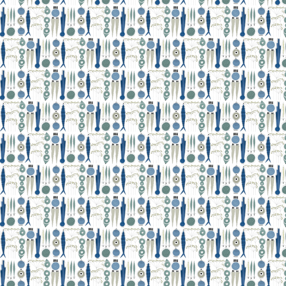 Picknick, textilvaxduk, blå beige 2