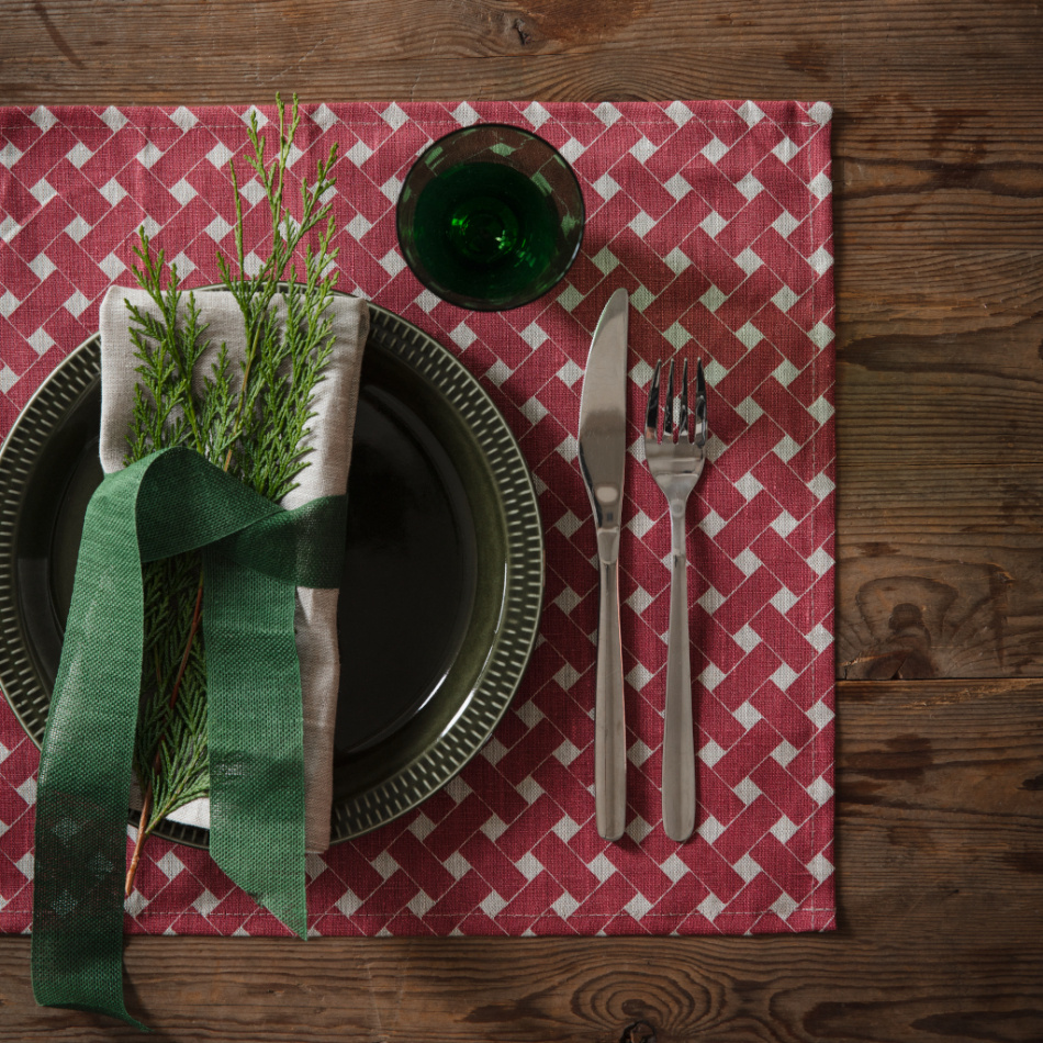 Korg, bordstablett, röd, 45x34cm 2-pack