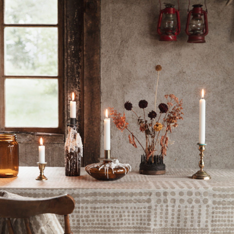 Pricktyg, duk, natur/taupe, 145x250cm