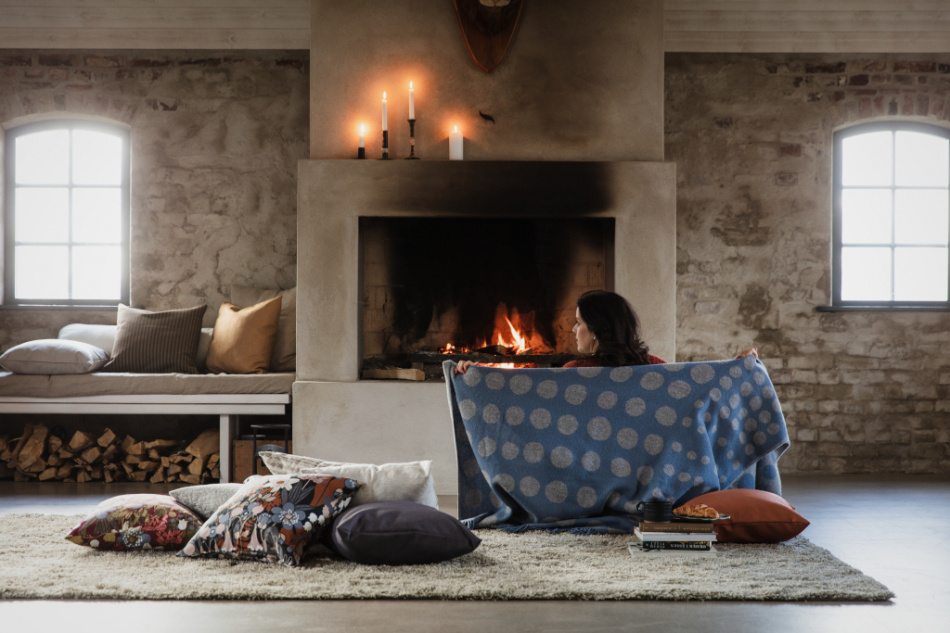 Pricktyg, pläd, blå beige