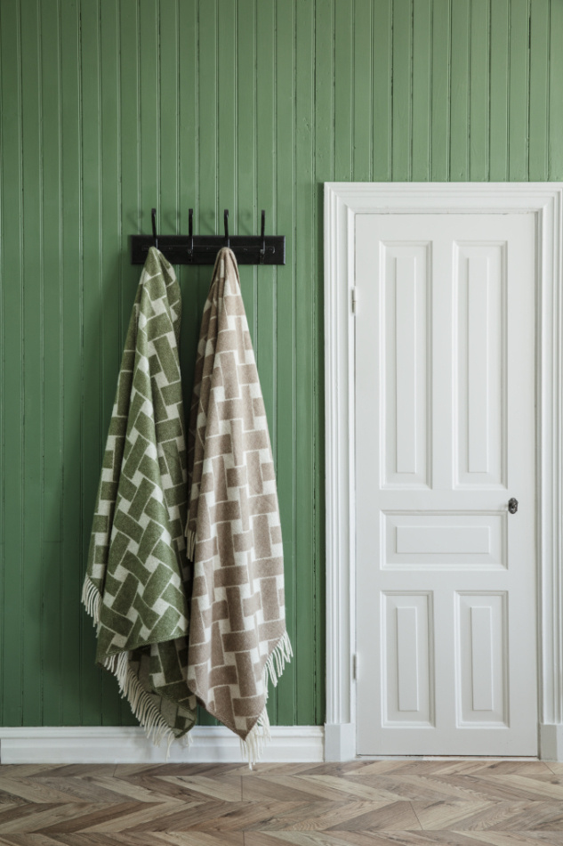 Korg, pläd, brun offwhite