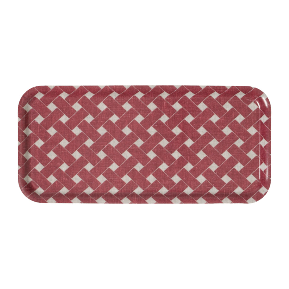 Korg, bricka, röd, 32x15cm