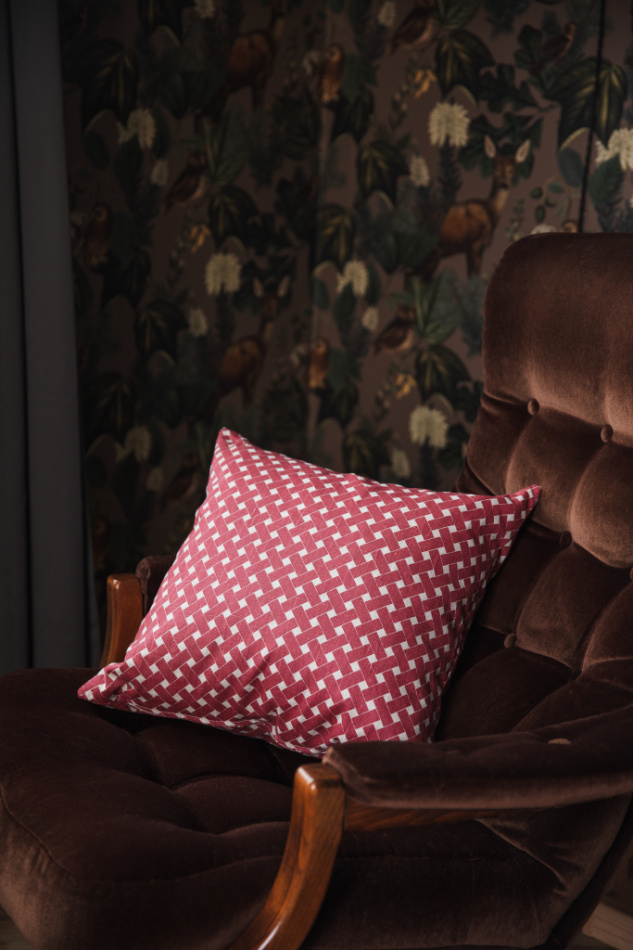 Korg, kuddfodral, röd, 47x47cm