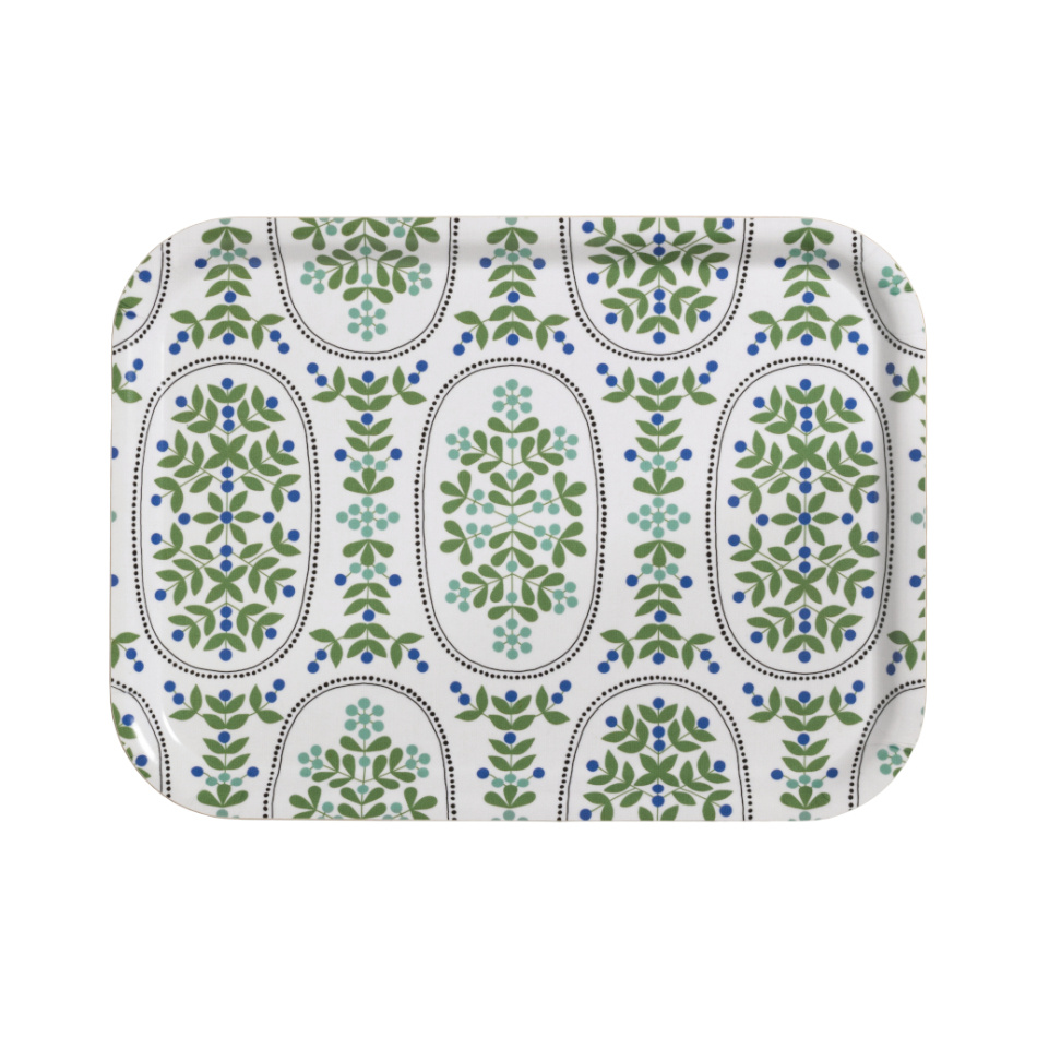 Skogsmedaljong, bricka, blågrön, 27x20cm