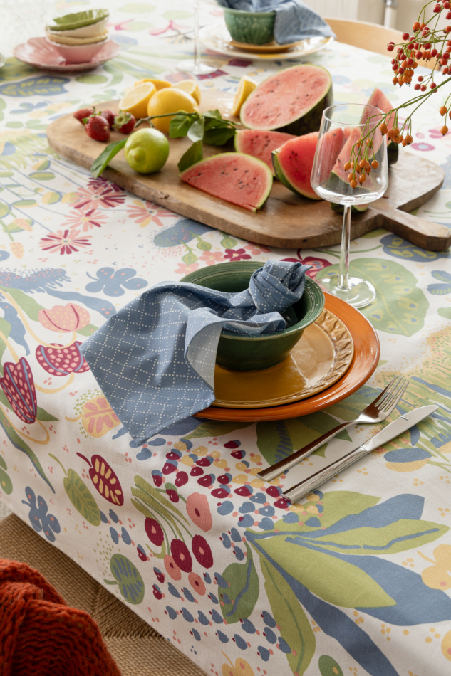 Ailanthus, duk, ljus multi, 145x250cm