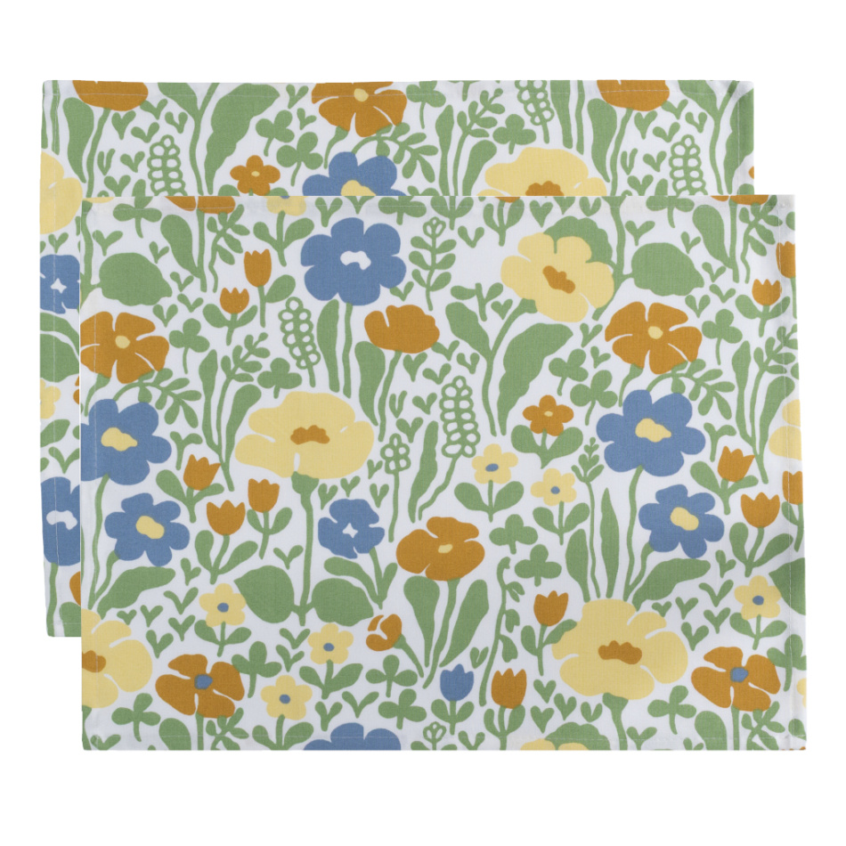 Fauna, bordstablett, gulgrön, 45x34cm 2-pack