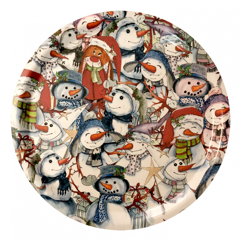 Bricka 31 cm, Snowmen all over