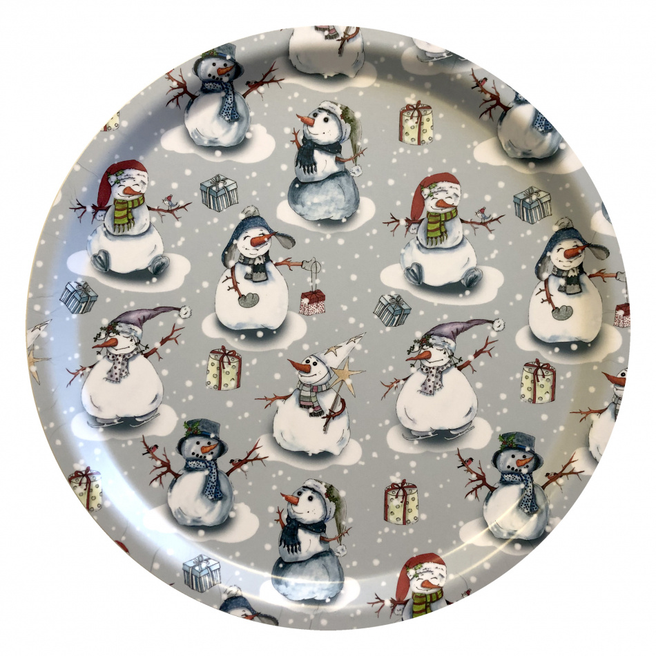 Bricka 31 cm ø Snowmen 1