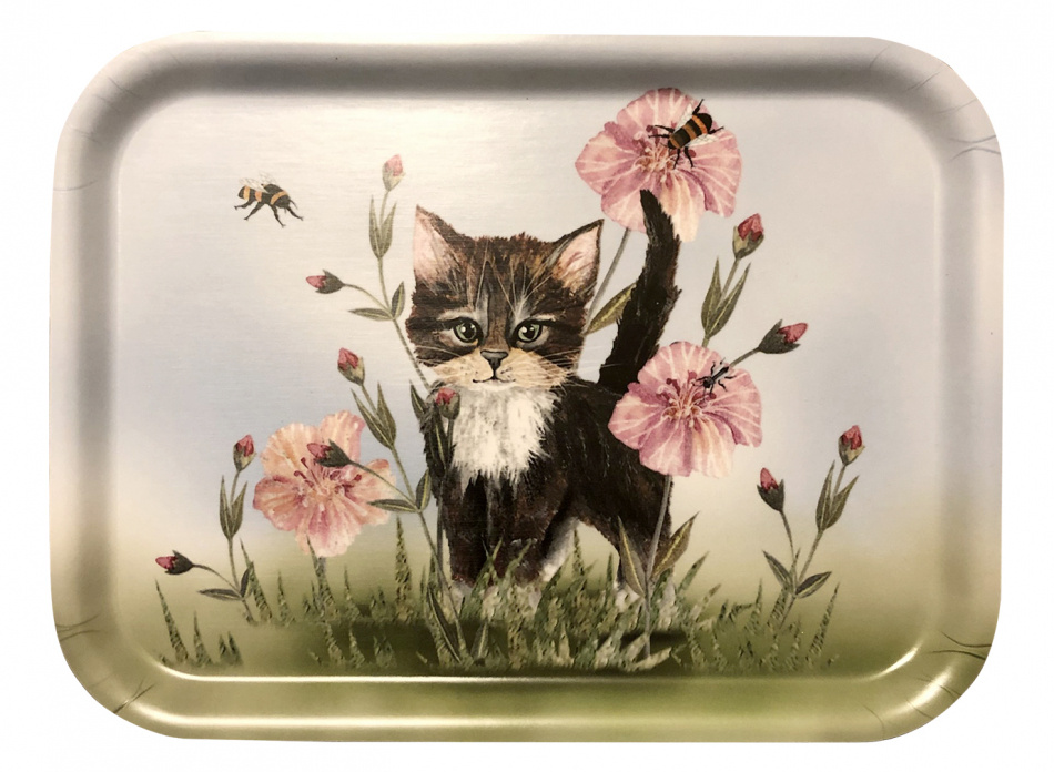 Bricka, Kattunge brunvit 20x27 cm