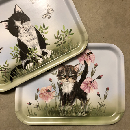 Bricka, Kattunge brunvit 20x27 cm