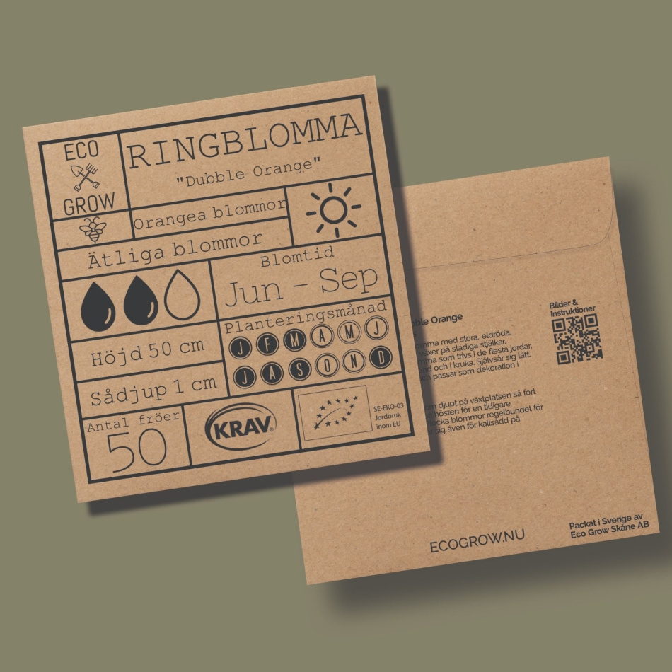 Ringblomma - Dubble Orange Ekologiska Fröer Online