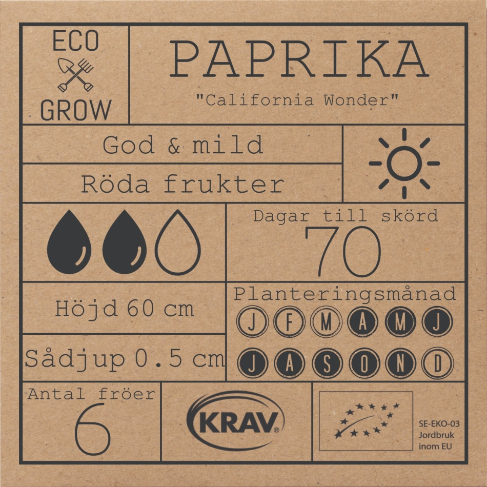 Paprika - California Wonder Fröer Online - Chilipeppar/Paprika