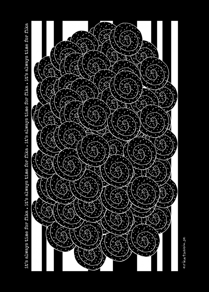 kökshandduk/bakduk SWEDISH FIKA CINNAMON svart 50x70 cm