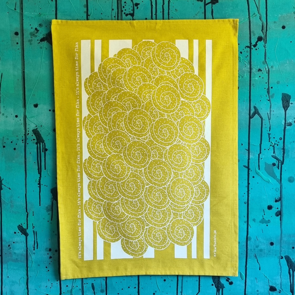 kökshandduk/bakduk SWEDISH FIKA CINNAMON gul 50x70 cm