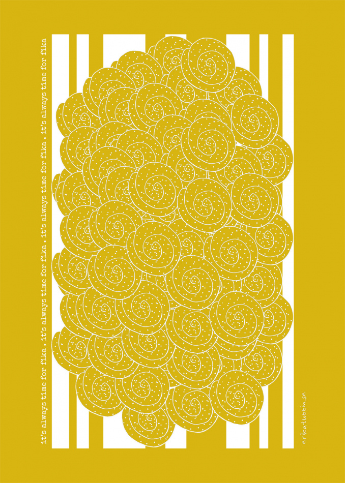 kökshandduk/bakduk SWEDISH FIKA CINNAMON gul 50x70 cm