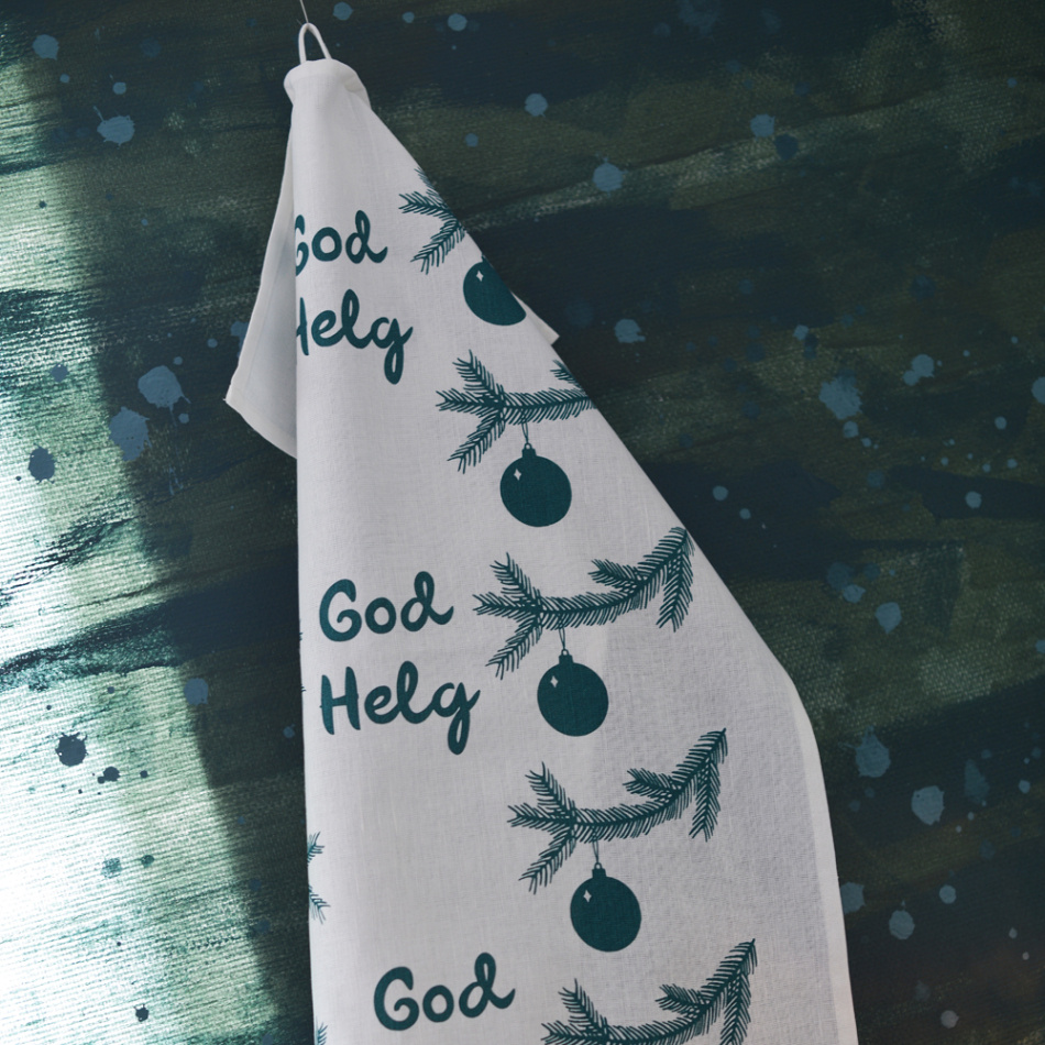 kökshandduk GOD HELG grön-vit 50x70 cm