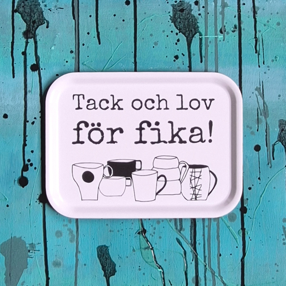 bricka TACK OCH LOV 20x27 cm