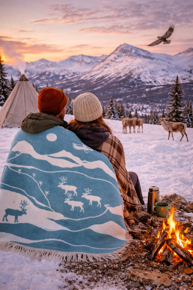 Fjällvandring ullpläd 130x170