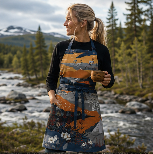 Fjällvandring orange förkläde 65x85cm