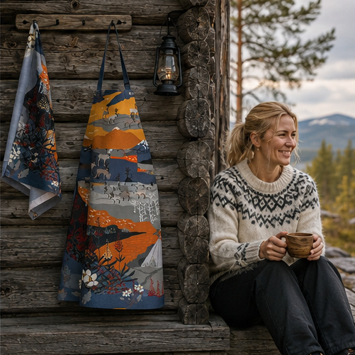 Fjällvandring orange förkläde 65x85cm