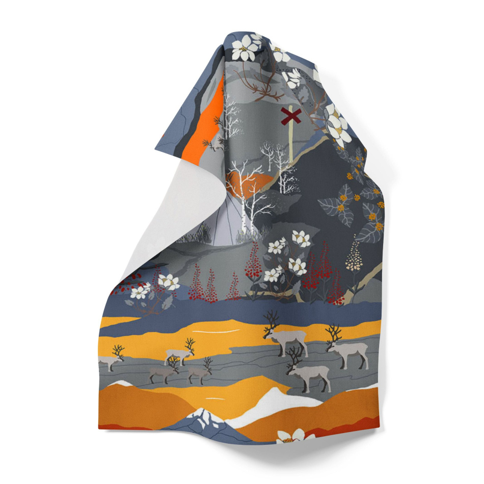 Fjällvandring orange kökshandduk